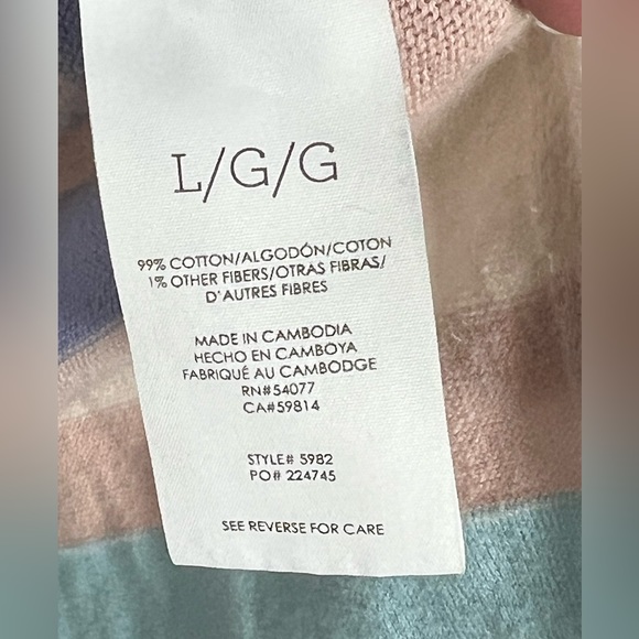 Cabi Colorful Striped SWEET TOOTH V-neck Sweater Women’s Size Large - Picture 6 of 6